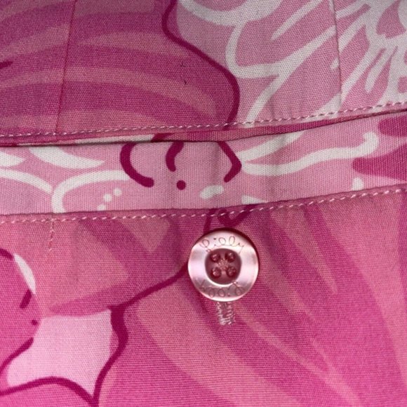 (EUC) Lilly Pulitzer Pink Floral Print Ric-Rac Trim A Line Skirt Size 6 - Picture 7 of 11